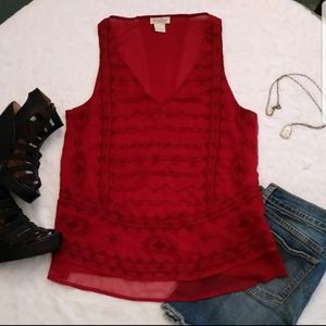 Lucky Brand Sheer Flowy Sleeveless Top Size Small